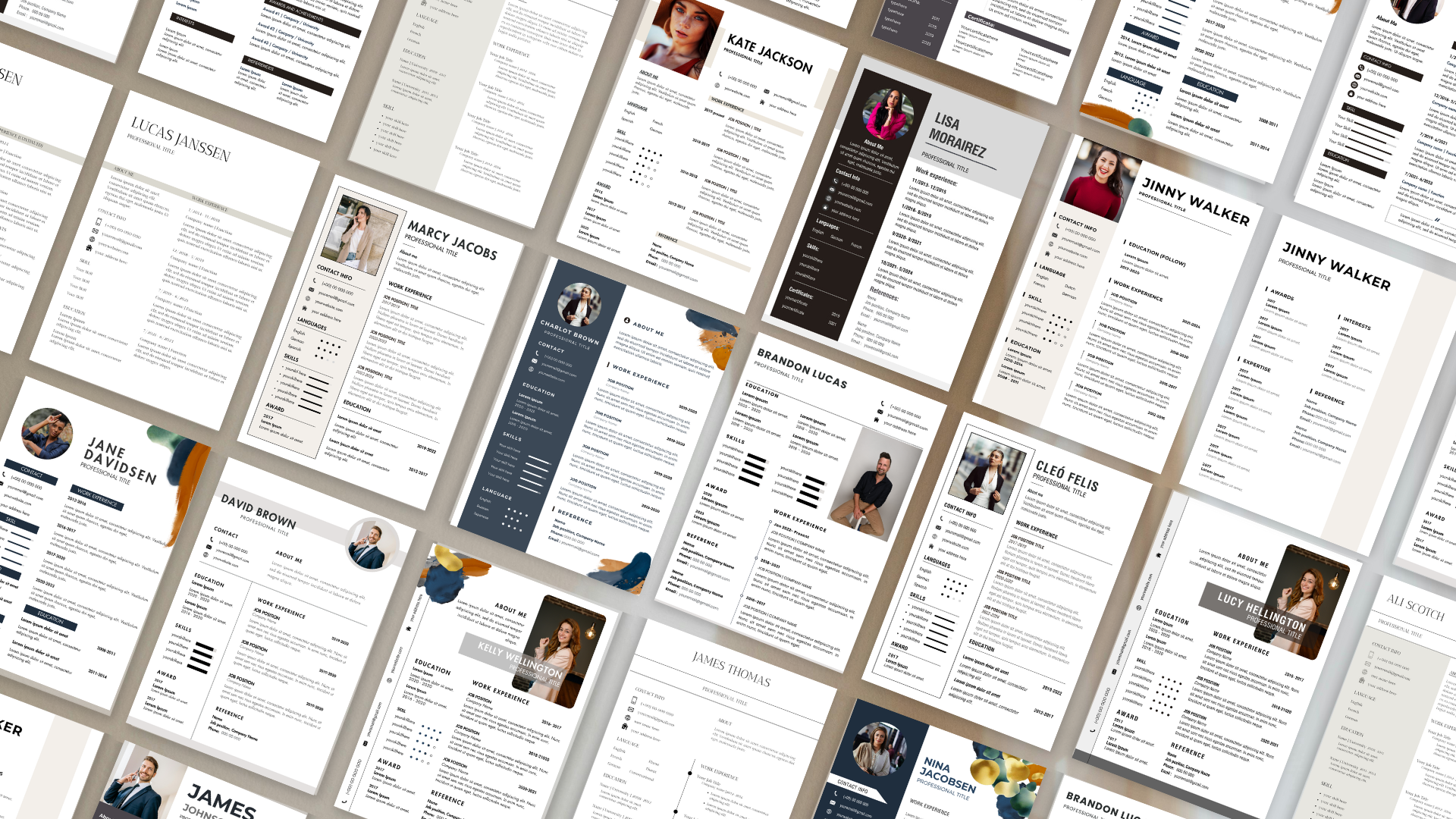 Snel aanpasbare CV sjabloon met moderne designs – Direct downloadbare professionele CV-sjablonen voor Canva, geschikt voor verschillende stijlen en branches