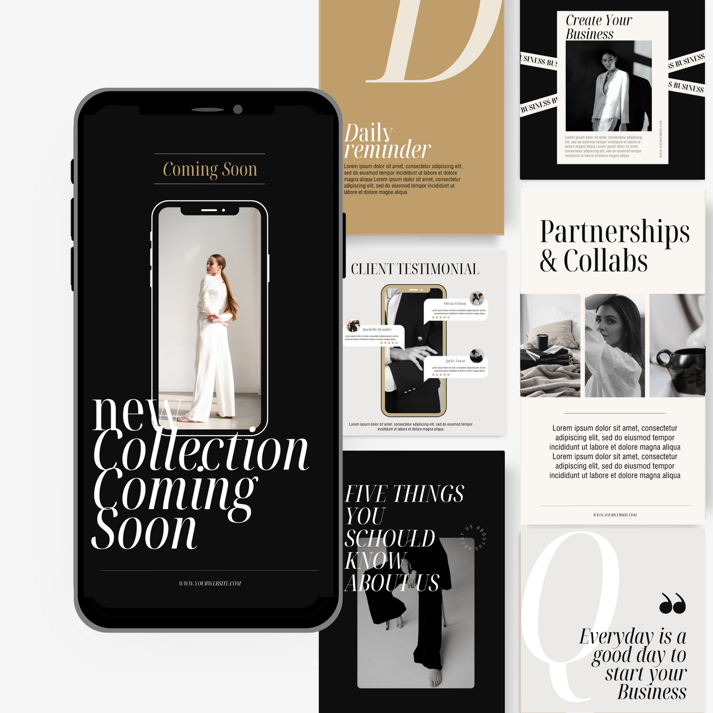 Minimalistische brandkit met Instagram templates