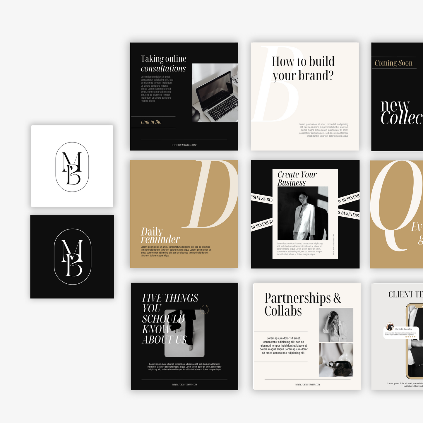 Brandkit met logo en volledig aanpasbare templates voor Instagram