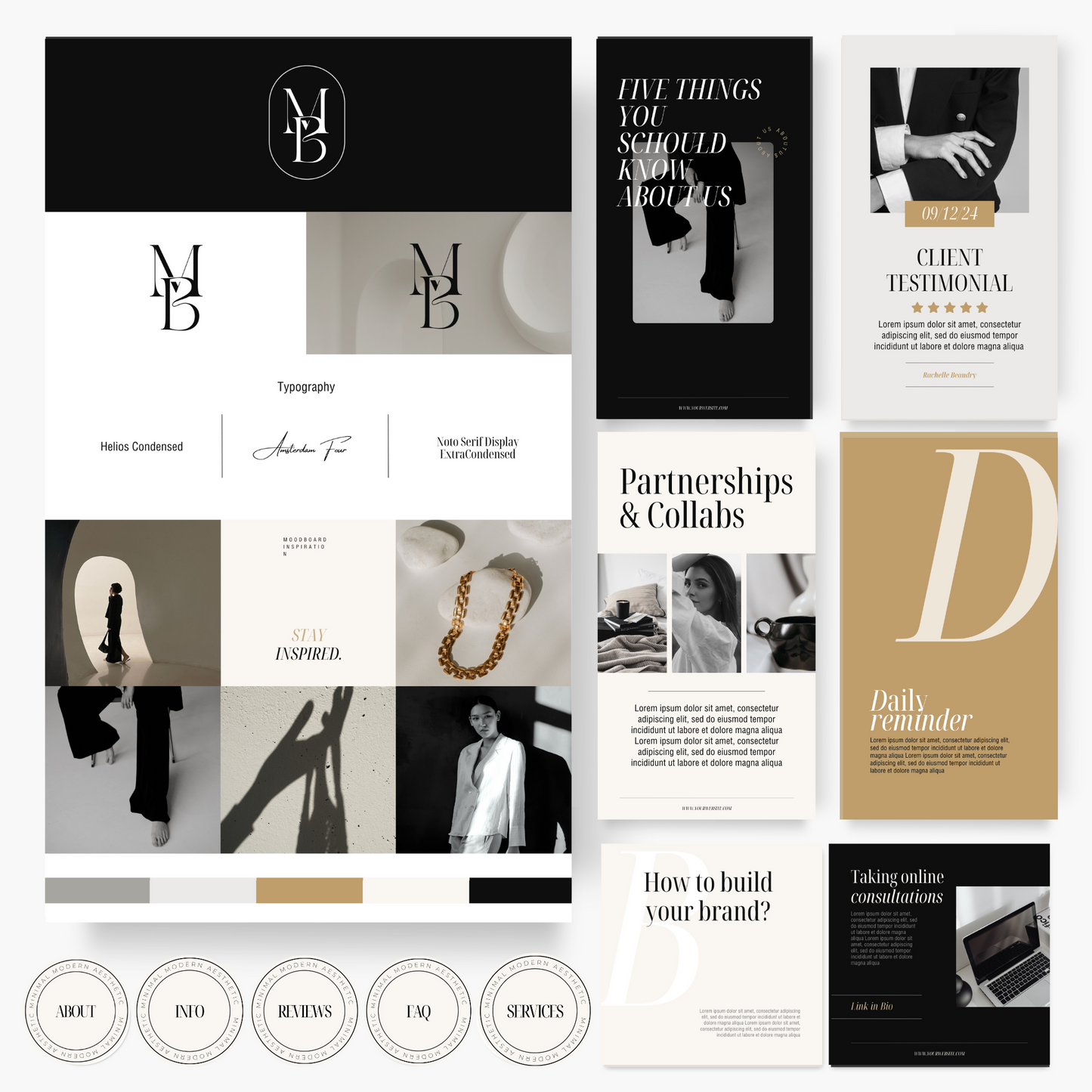 Complete Canva brandkit met logo, posts en highlight iconen