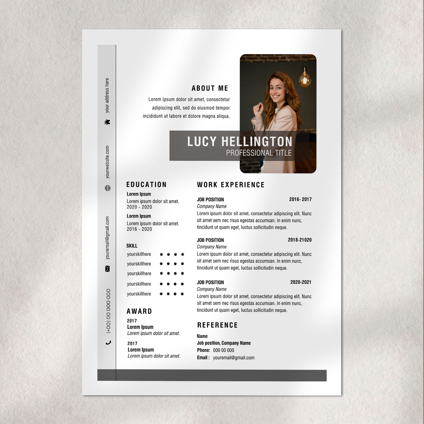 Fantastische één pagina CV-sjabloon in Canva, perfect voor een eerste indruk