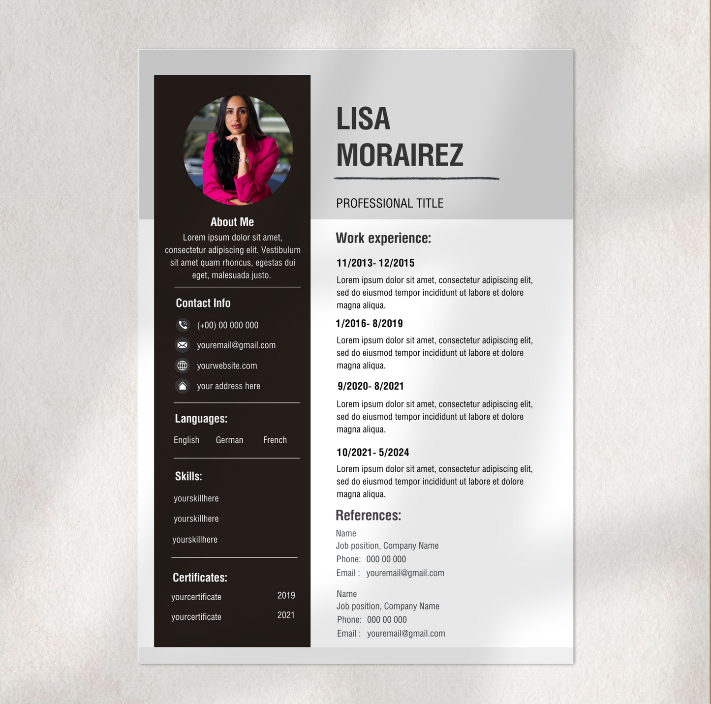 Modern CV sjabloon voor professionals, inclusief educatie en skills