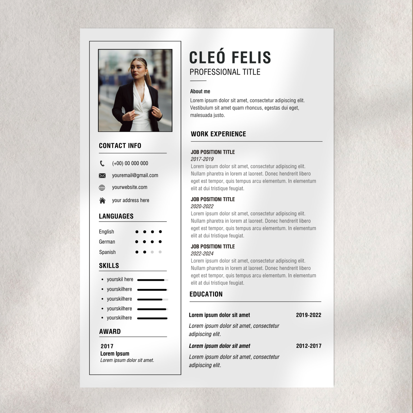 Direct te downloaden CV template voor professionals