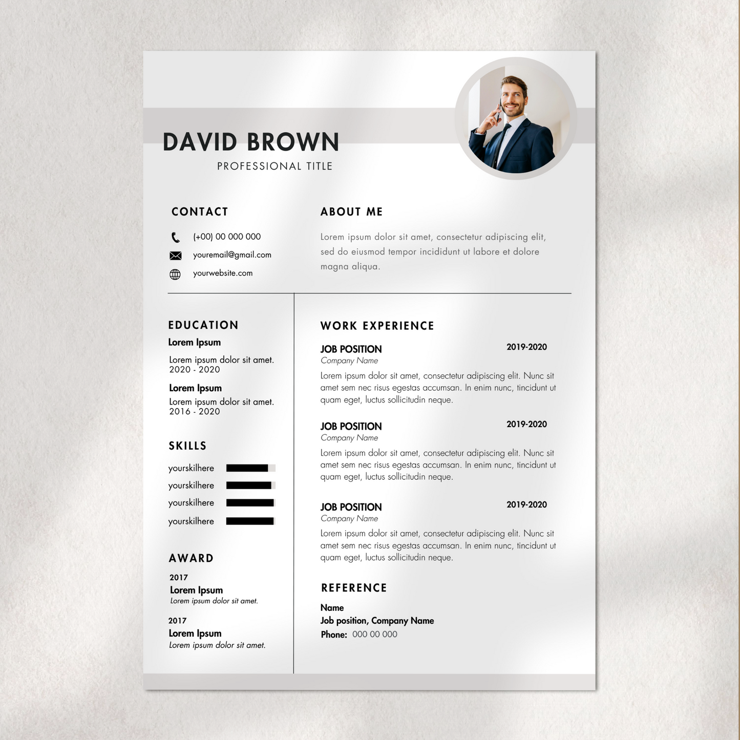 Direct te downloaden CV voor professionals met moderne opmaak