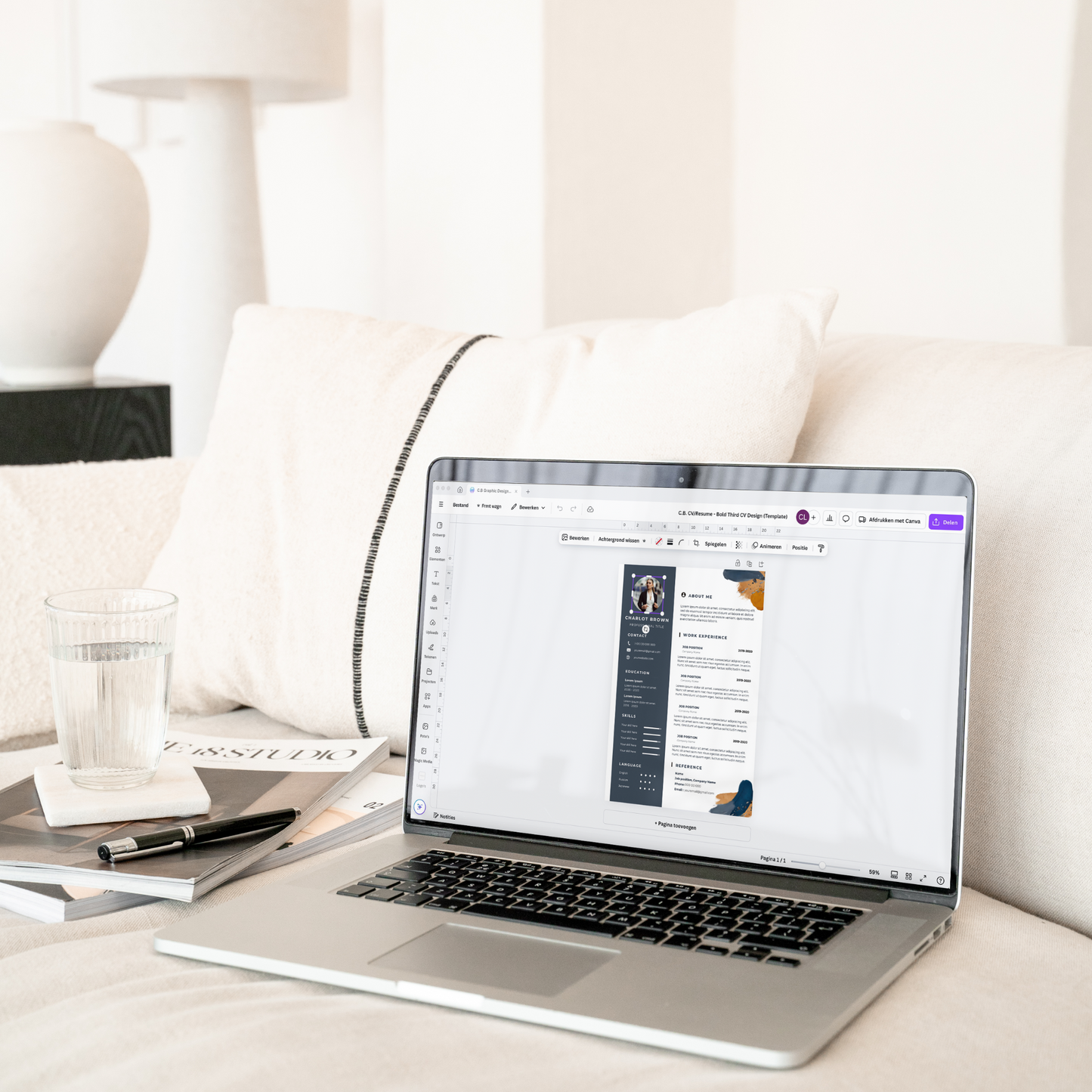 Digitaal aanpasbaar CV sjabloon voor carrière switch, Uniek design