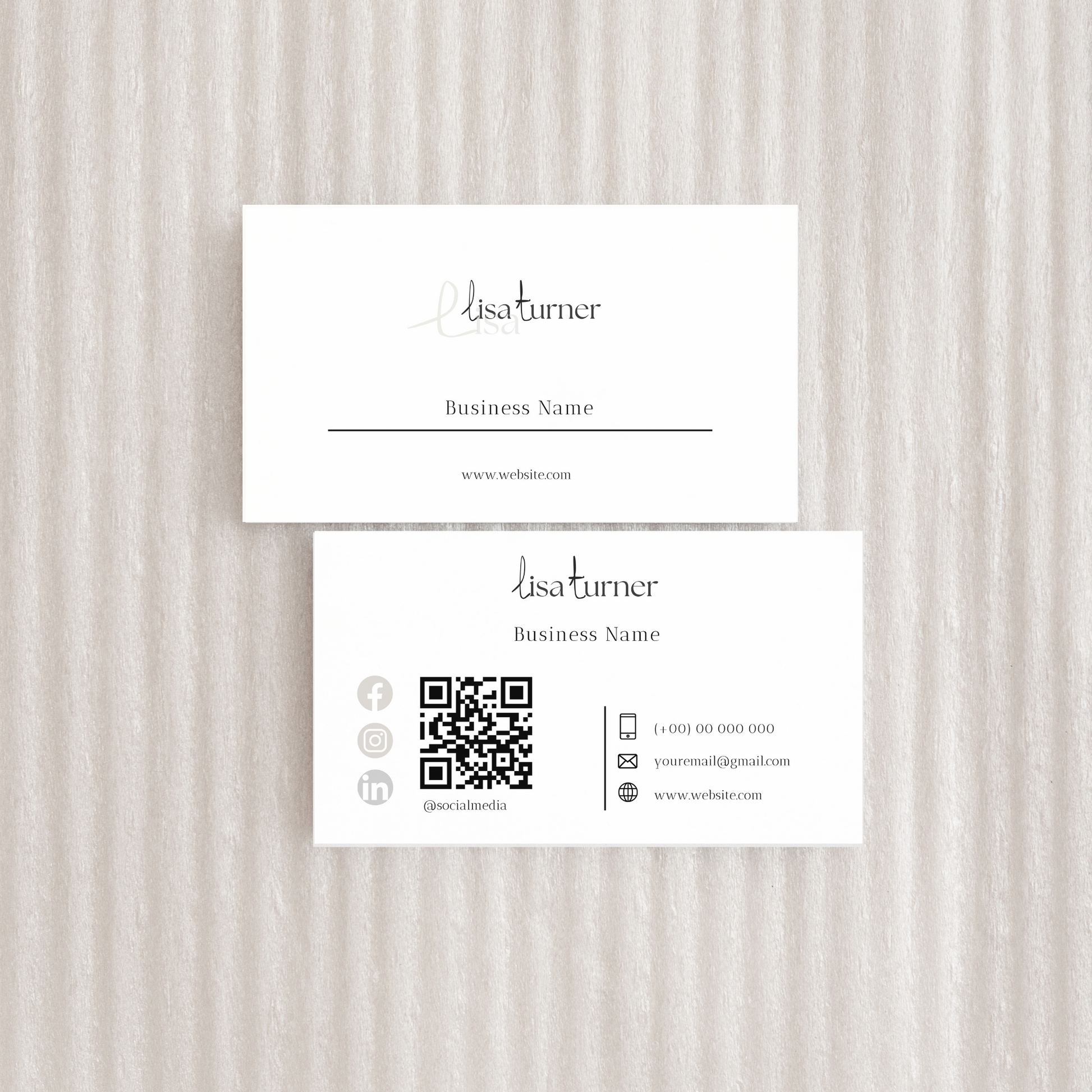 Aanpasbare visitekaartjes met QR-code en logo-optie
