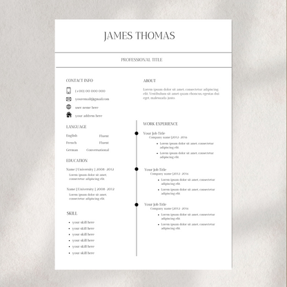 Minimalistisch CV ontwerp, geschikt voor snelle sollicitaties in iedere branche