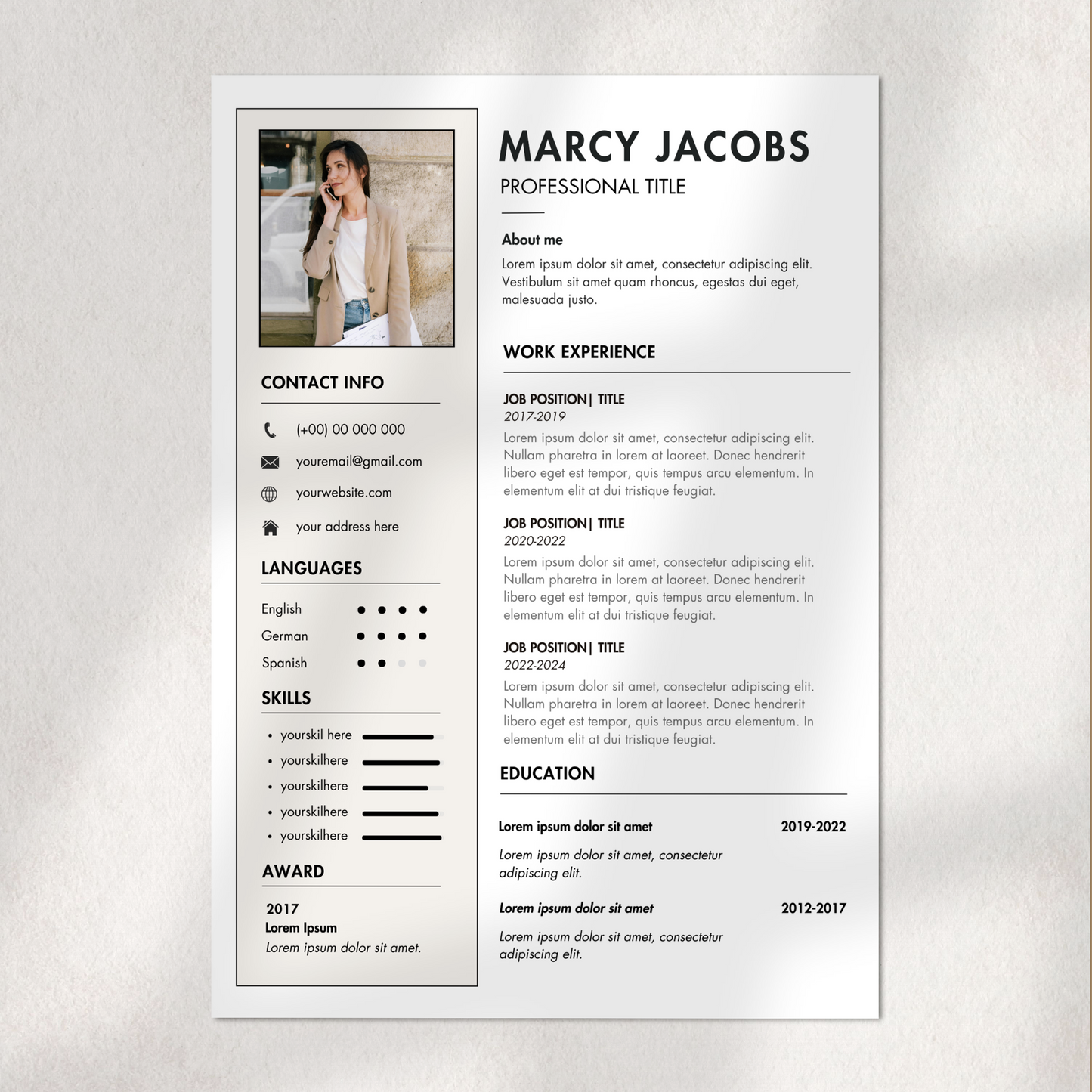 Direct te downloaden CV-sjabloon voor professionals met moderne opmaak