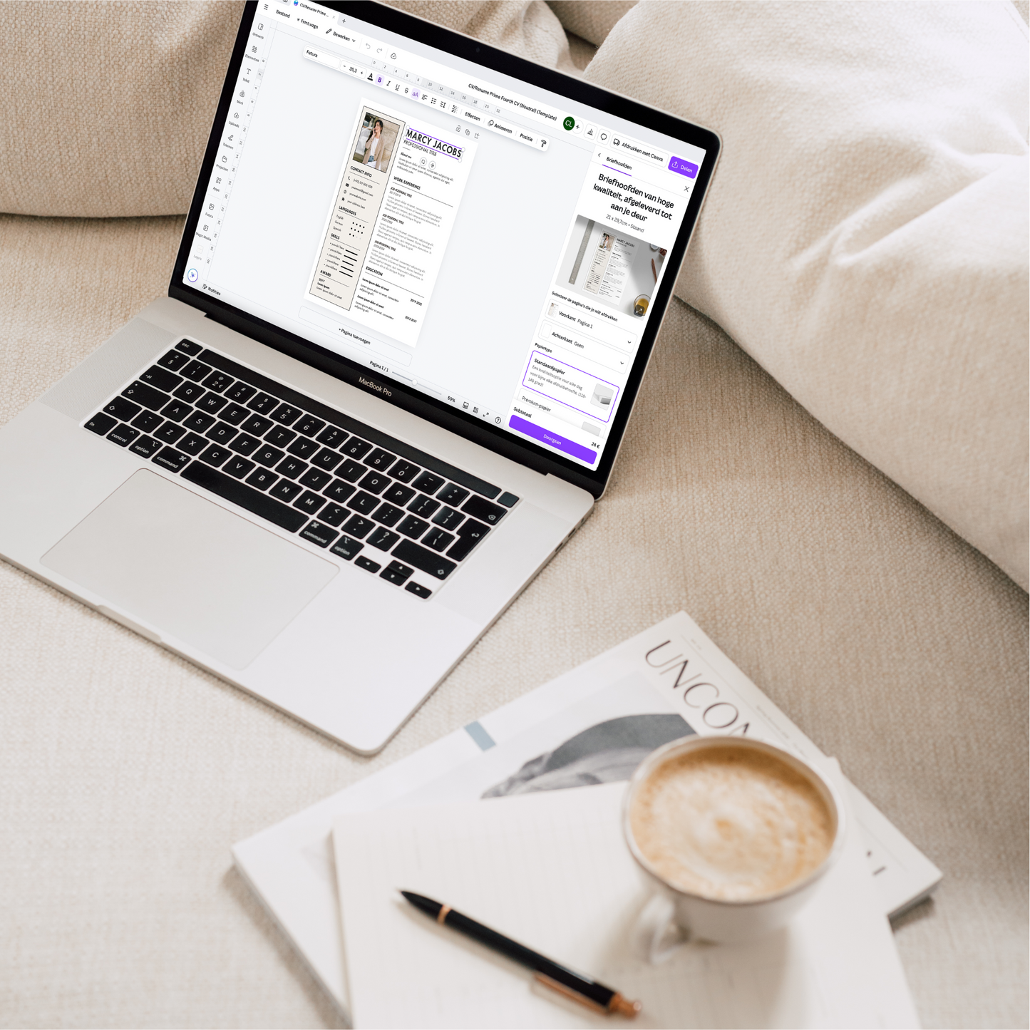 Professioneel ontworpen CV template met ruimte voor profielfoto, eenvoudig aan te passen