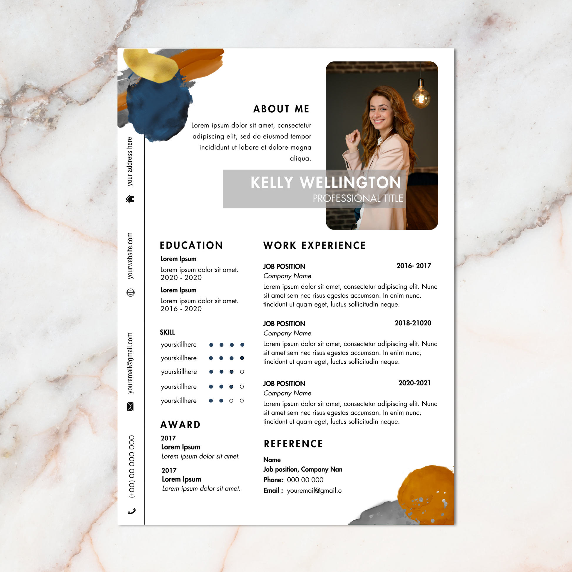 Professioneel ontworpen CV template met ruimte voor profielfoto