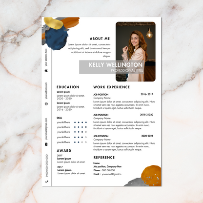 Professioneel ontworpen CV template met ruimte voor profielfoto