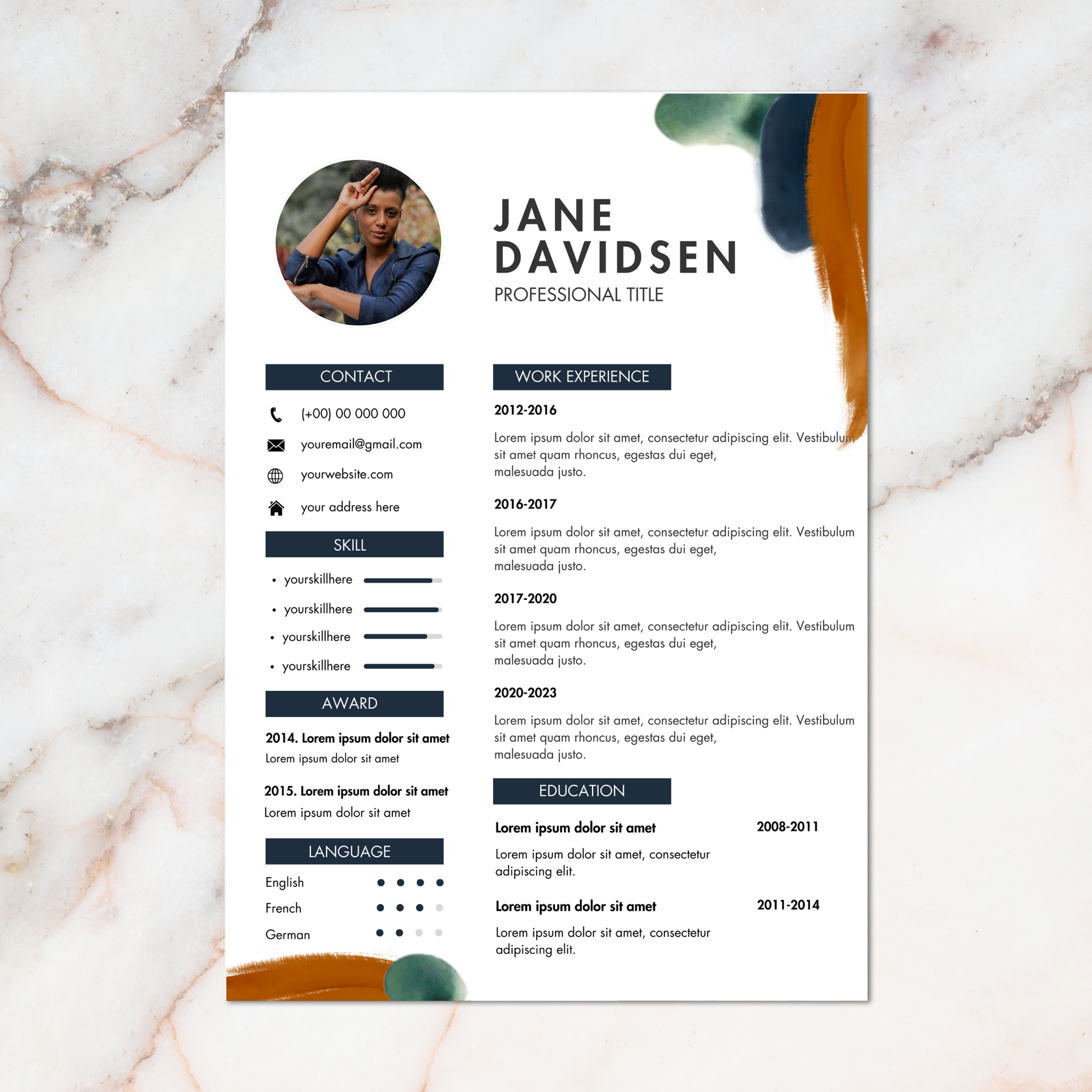 Digitaal CV sjabloon met profielfoto en Creatief ontwerp