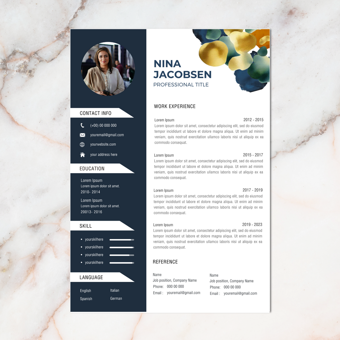Een modern CV sjabloon met ruimte voor een profielfoto, maak een statement