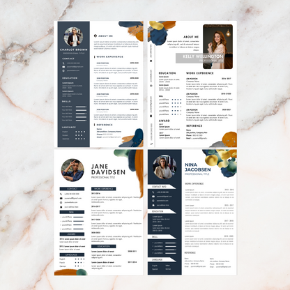 Vier CV-sjablonen voor jobzoekers, snel aanpasbaar en creatief ontwerp