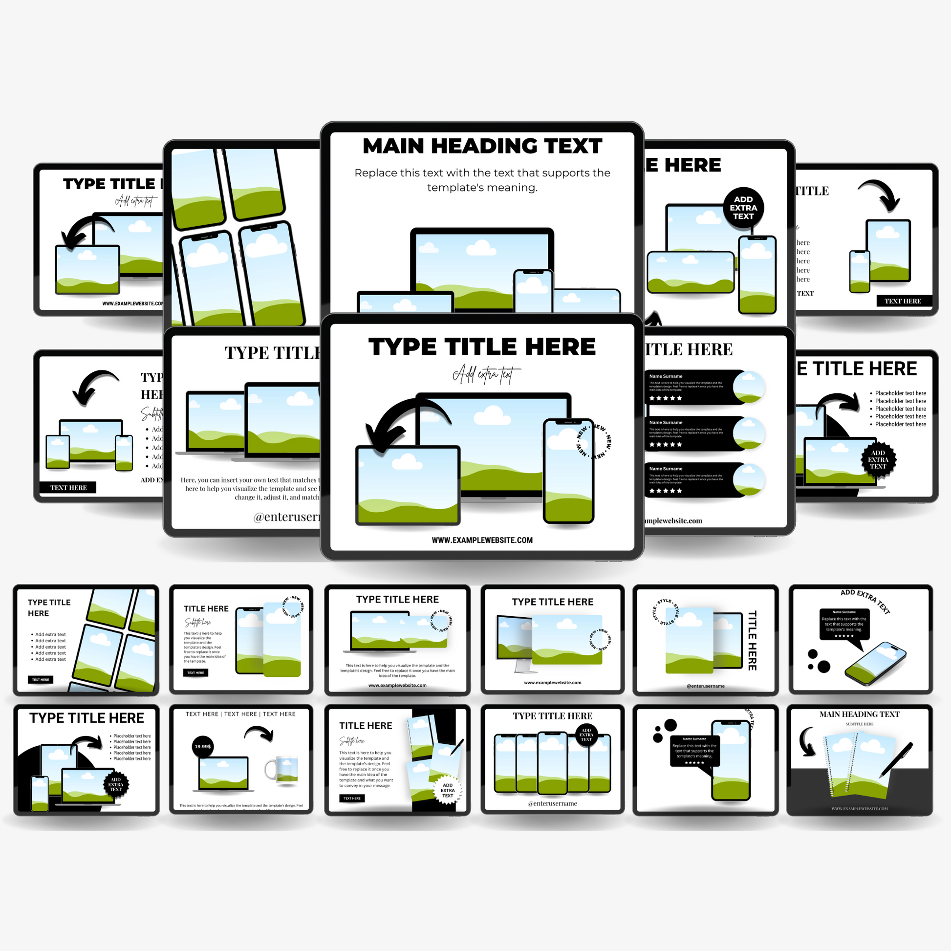 Geef je digitale producten een boost met onze veelzijdige mockup sjablonen